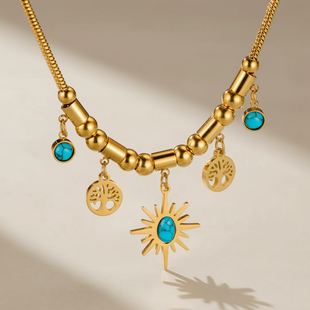 Turquoise Tree of Life Necklace "Protective Energy"
