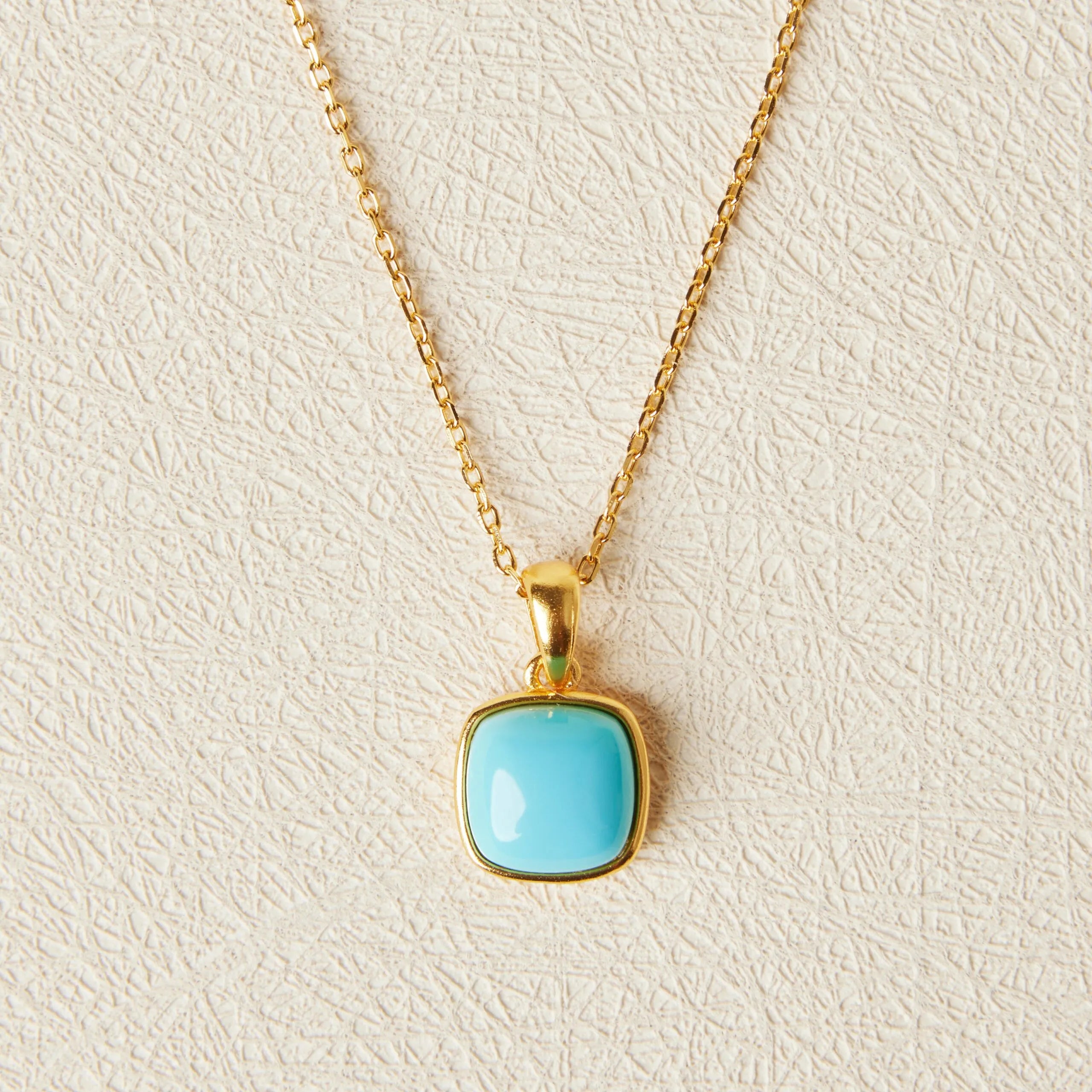 Turquoise Necklace "Perfect Square" Gold-Plated Silver