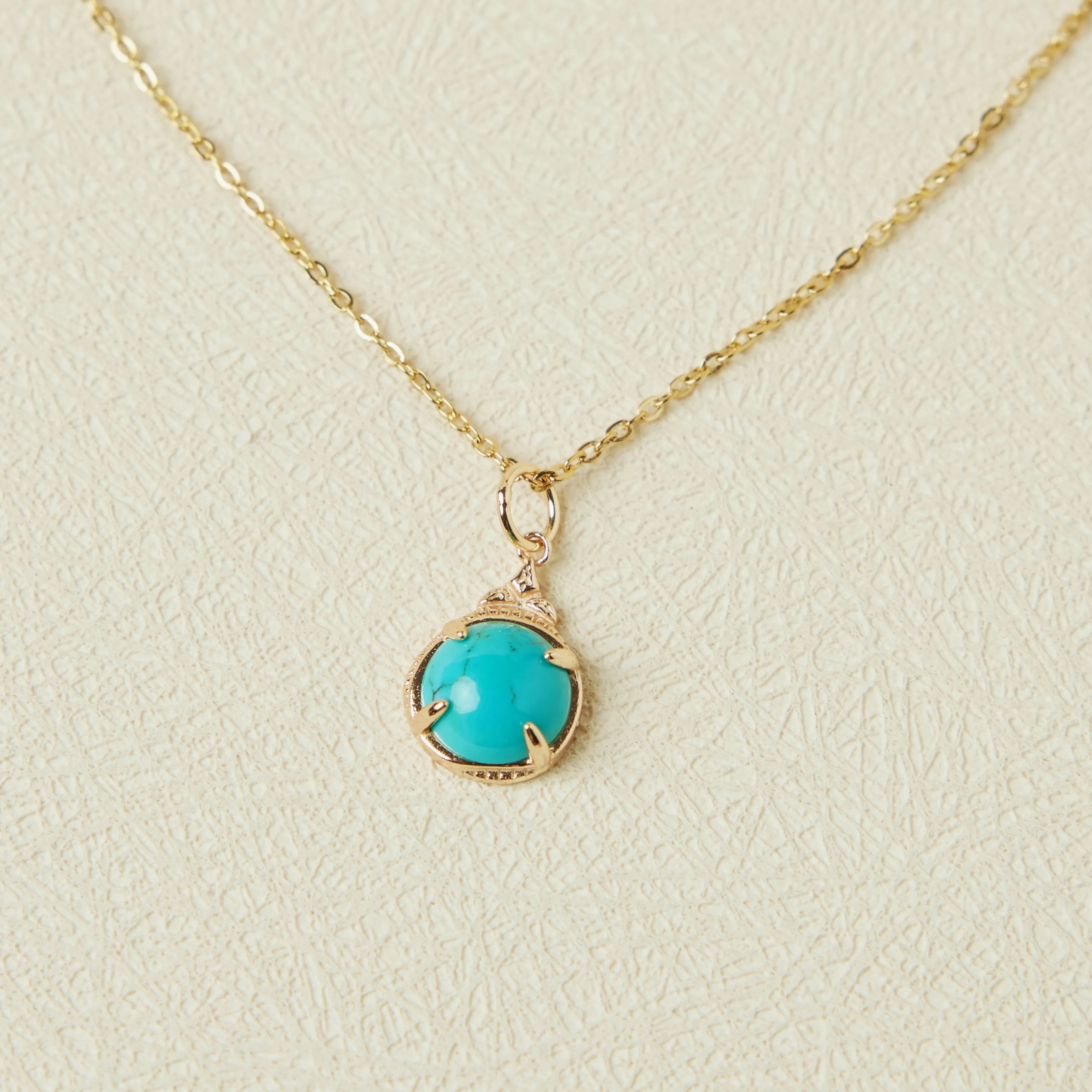 Turquoise Necklace "Enchanted Circle" Gold-Plated Silver