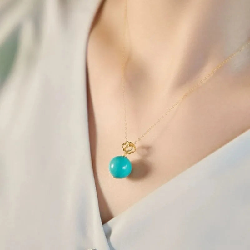 Collier Turquoise "Lune Royale" Argent Doré Or