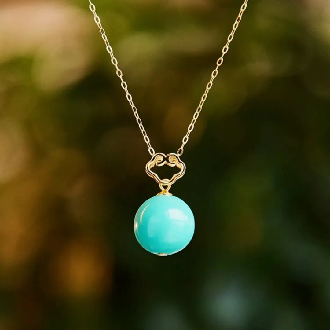 Turquoise Necklace "Royal Moon" Gold-Plated Silver