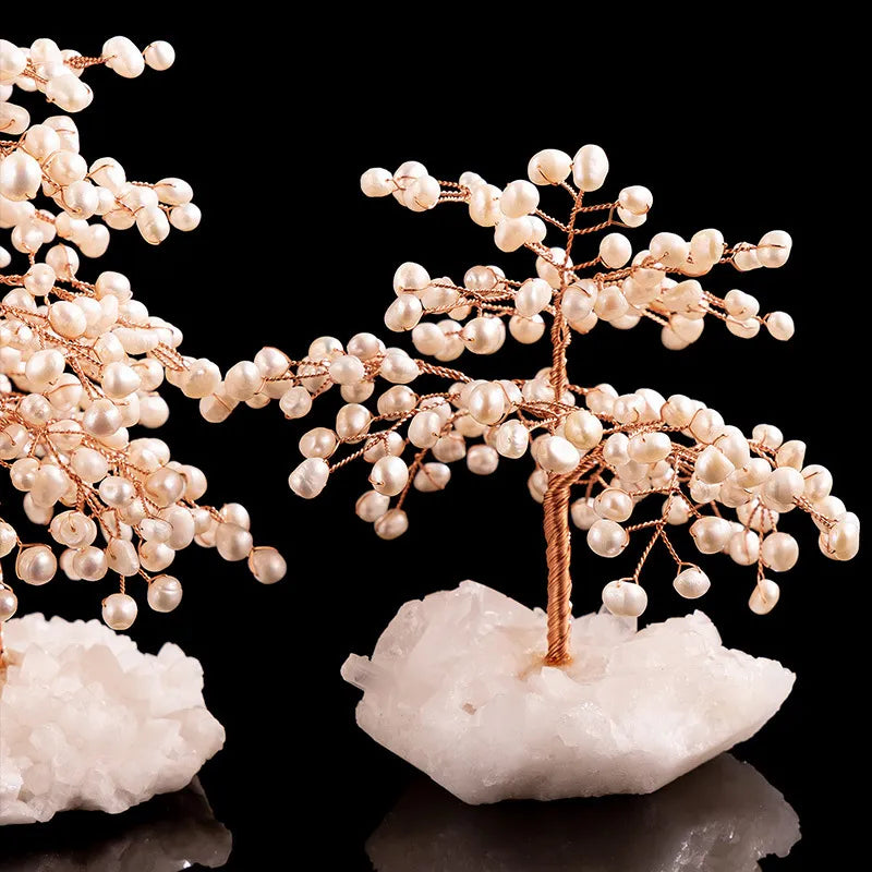 Délicatesse - Lebensbaum aus Perle und klarem Quarz