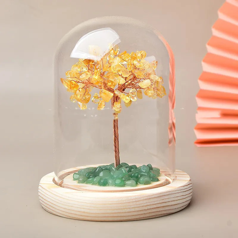 Minimalistisch Japanisch - Leuchtender Lebensbaum aus Natursteinen