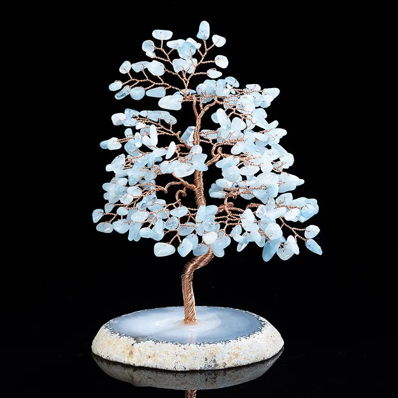 Prosperity - Tree of Life in Aquamarine and Agate