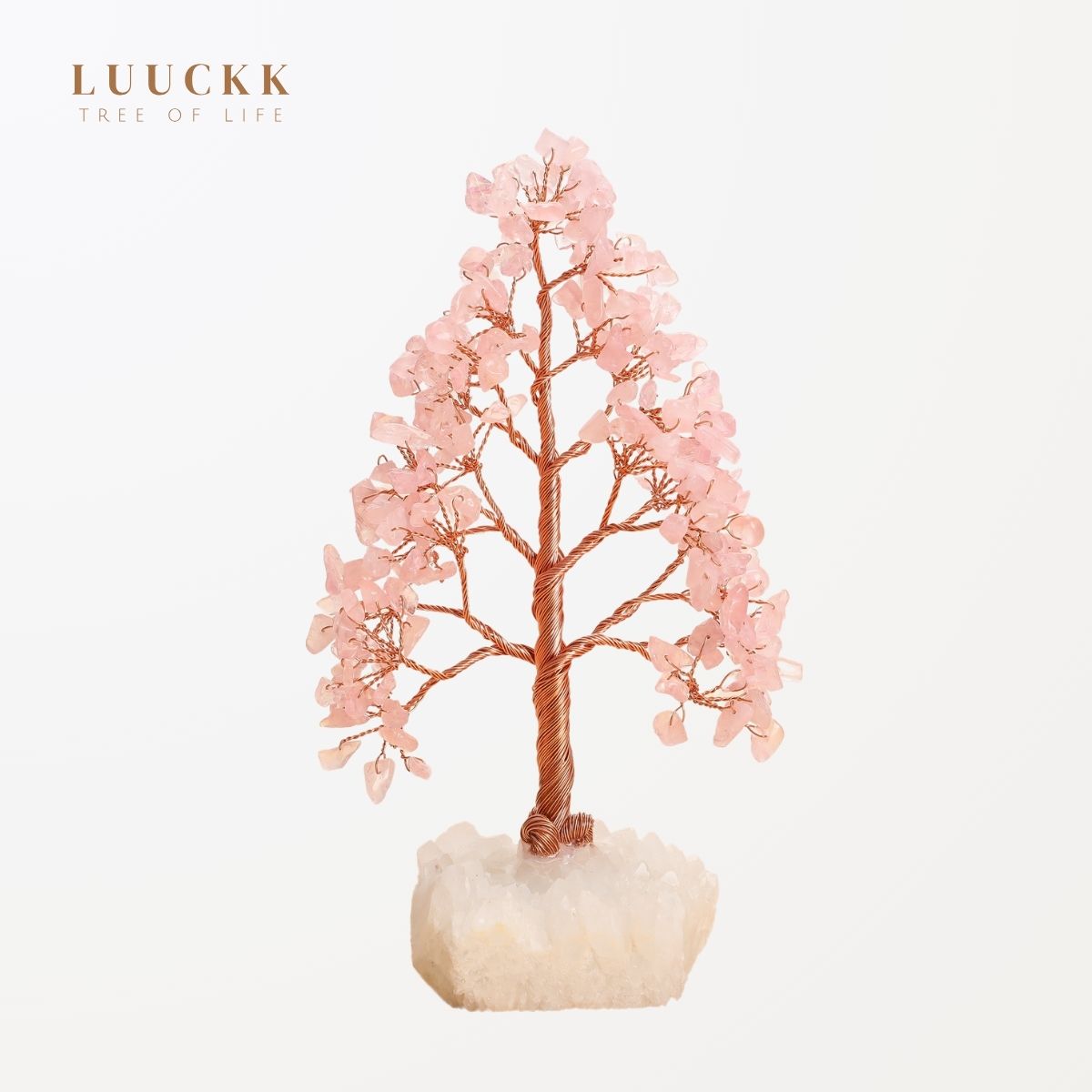 Sublime - Albero della Vita a Forma di Abete in Quarzo Rosa e Quarzo Chiaro