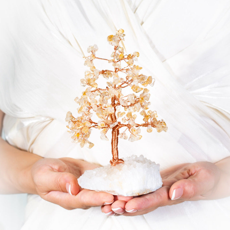 Sublime - Tree of Life in the Shape of a Fir in Citrine and Clear Quartz