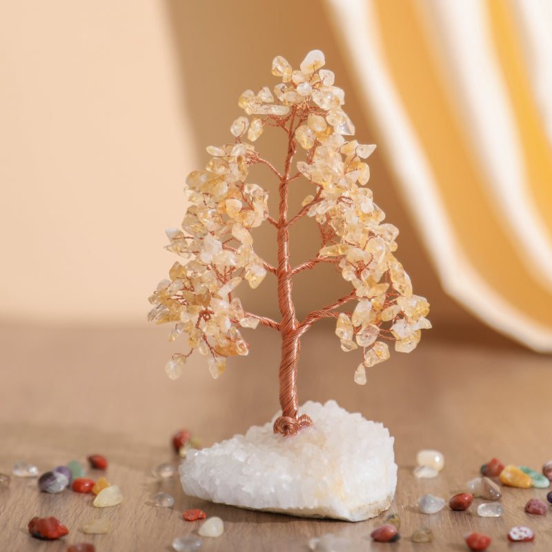 Sublime - Arbre de Vie en Forme de Sapin en Citrine et Quartz Clair