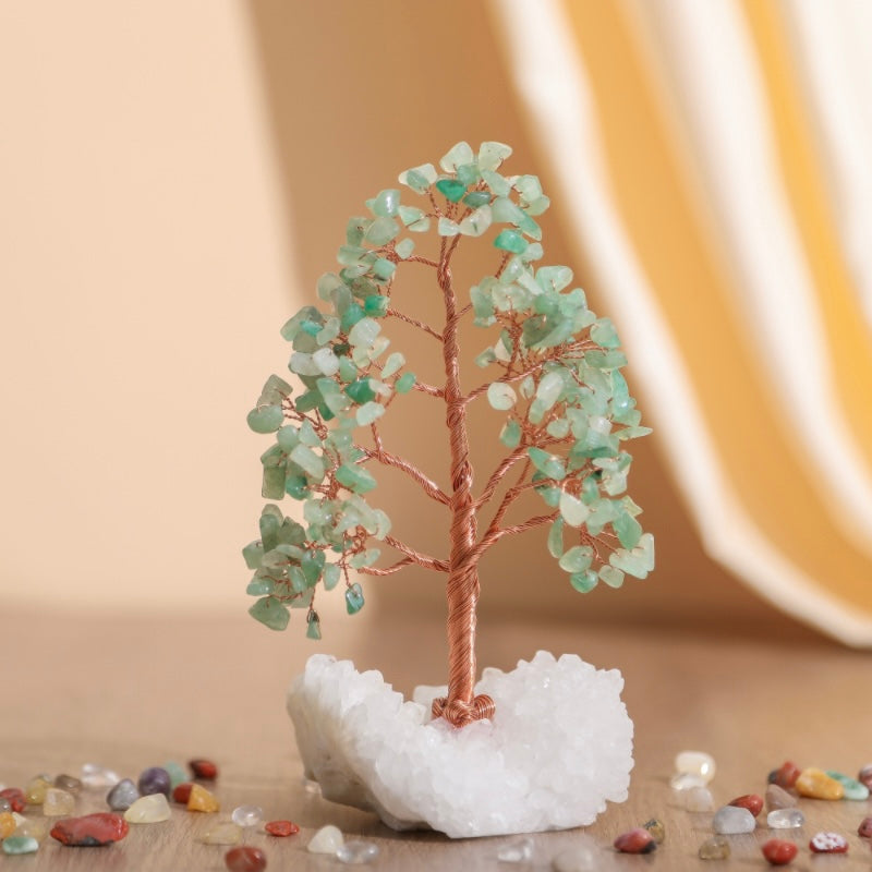 Sublime - Arbre de Vie en Forme de Sapin en Aventurine et Quartz Clair